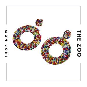 Multi-Color Rainbow Beaded Earrings‎